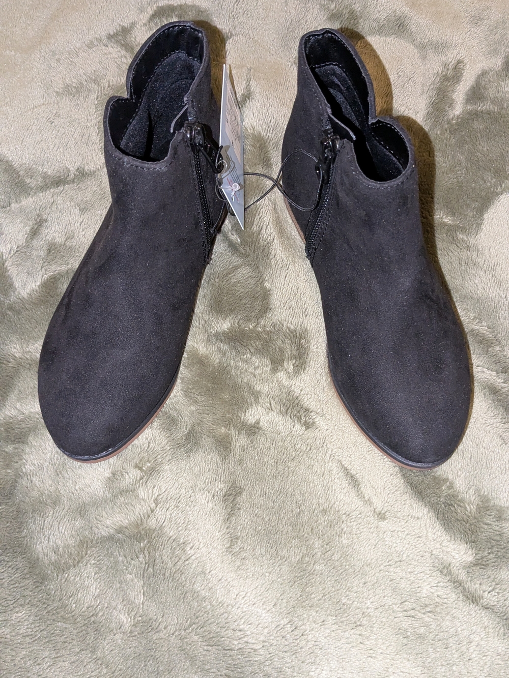 wonder nation Black Suede-Look Side Zip Ankle Boots